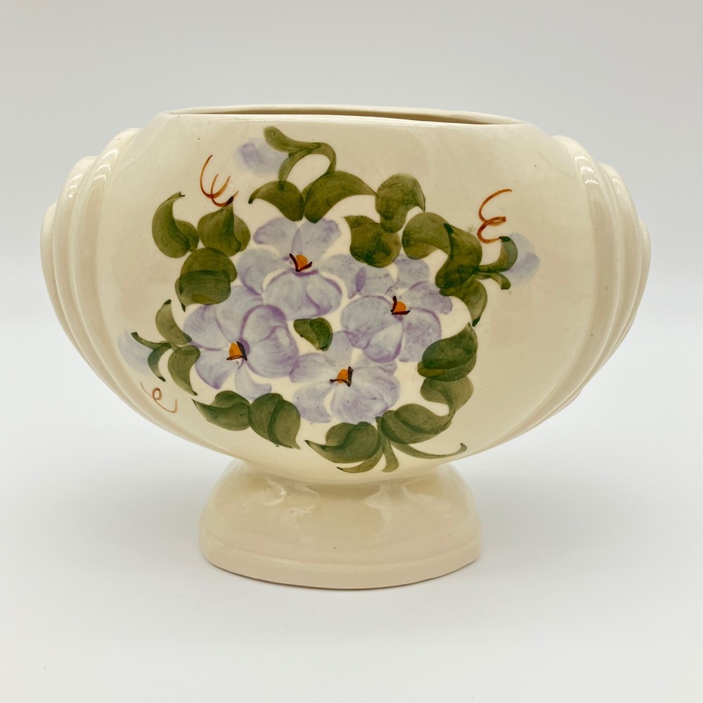 Clinchfield Artware Pottery Pedestal Vase Violets Cash Family Tennessee Vintage